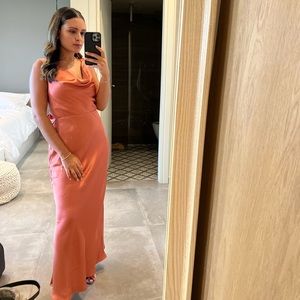 Dynamite satin evening dress size XS in salmon colour